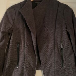 Chevron knit MOTO jacket with faux leather trim